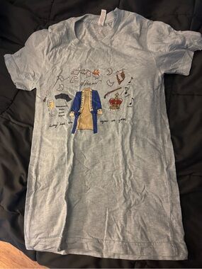 Light blue hamilton musical collage shirt